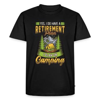 Retirement plan camping, retirement camper. - Men's Premium Organic T-Shirt - black - Front - Nico (187cm)