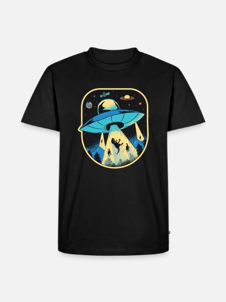 UFO Dinosaur, Alien Abduction - Men's Premium Organic T-Shirt - black