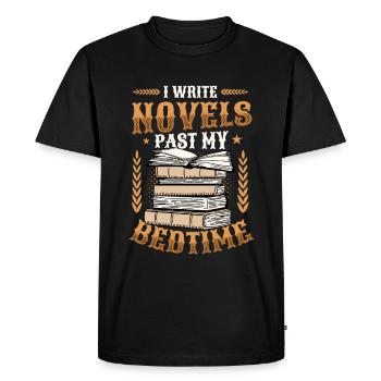 J’écris des romans quand je suis au lit Auteur - T-shirt Premium bio Homme - noir - Devant - Nico (187cm)