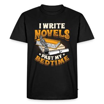 J’écris des romans quand je suis au lit Auteur - T-shirt Premium bio Homme - noir - Devant - Nico (187cm)