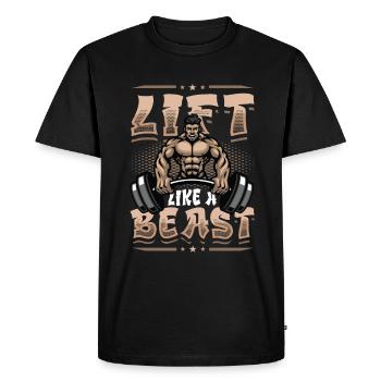 Lifting Like a Beast Weightlifting Bodybuilder - Men's Premium Organic T-Shirt - black - Front - Nico (187cm)
