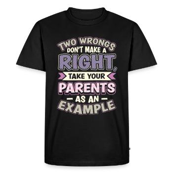 Two injustices do not make a right. - Men's Premium Organic T-Shirt - black - Front - Nico (187cm)