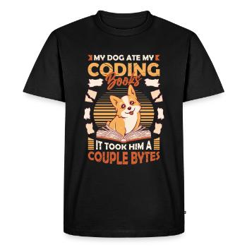 Dog Bytes Code Computer Joke Programmation - T-shirt Premium bio Homme - noir - Devant - Nico (187cm)