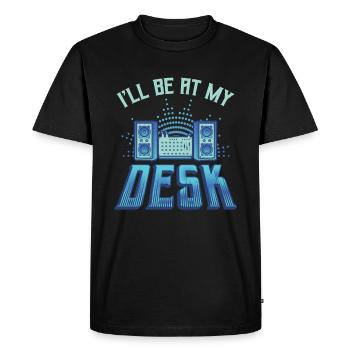 Je serai sur mon bureau Dj ingénieur du son - T-shirt Premium bio Homme - noir - Devant - Nico (187cm)
