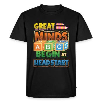 Les grands esprits commencent avec une longueur d’avance, Abcd Teacher - T-shirt Premium bio Homme - noir - Devant - Nico (187cm)