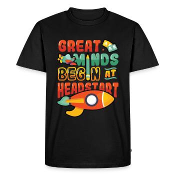 Les grands esprits commencent avec une longueur d’avance, Abcd Teacher - T-shirt Premium bio Homme - noir - Devant - Nico (187cm)