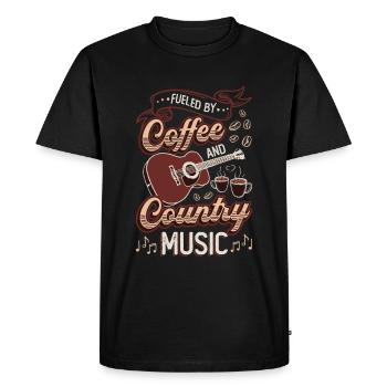 Propulsé par le café et la musique country - T-shirt Premium bio Homme - noir - Devant - Nico (187cm)