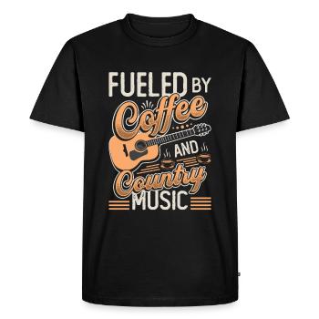 Propulsé par le café et la musique country - T-shirt Premium bio Homme - noir - Devant - Nico (187cm)