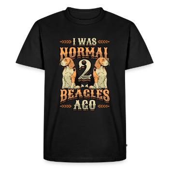 J’étais normal devant 2 beagles. - T-shirt Premium bio Homme - noir - Devant - Nico (187cm)