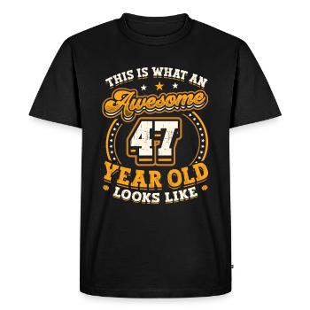 Voilà à quoi ressemble un grand homme de 47 ans. - T-shirt Premium bio Homme - noir - Devant - Nico (187cm)