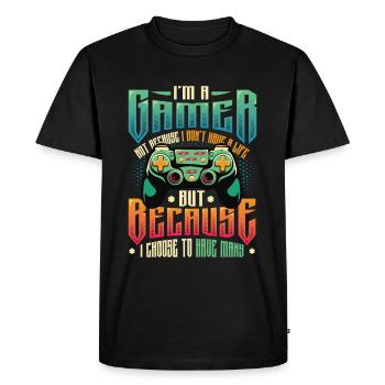 Gamers Have Many Lives Video Games Boys Play - Men's Premium Organic T-Shirt - black - Front - Nico (187cm)