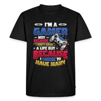 Gamers Have Many Lives Video Games Boys Play - Men's Premium Organic T-Shirt - black - Front - Nico (187cm)