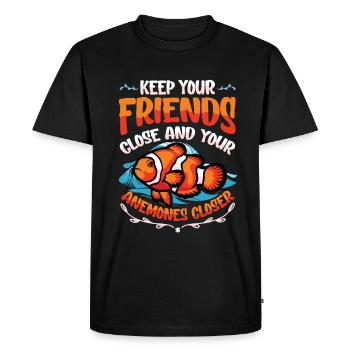 Funny pun clownfish anemones - Men's Premium Organic T-Shirt - black - Front - Nico (187cm)