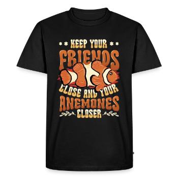 Funny pun clownfish anemones - Men's Premium Organic T-Shirt - black - Front - Nico (187cm)