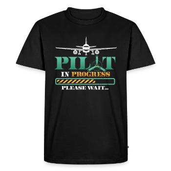 Pilot in progress, please wait, aircraft training - Men's Premium Organic T-Shirt - black - Front - Nico (187cm)