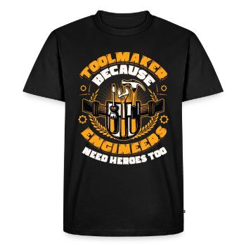 Toolmakers, engineers also need heroes - Men's Premium Organic T-Shirt - black - Front - Nico (187cm)