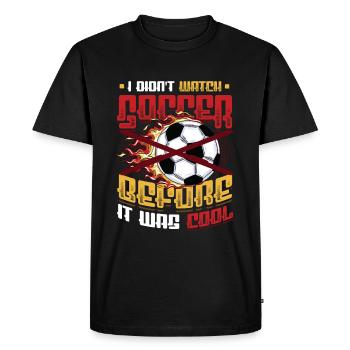 Je ne regardais pas le football avant que ce soit cool - T-shirt Premium bio Homme - noir - Devant - Nico (187cm)