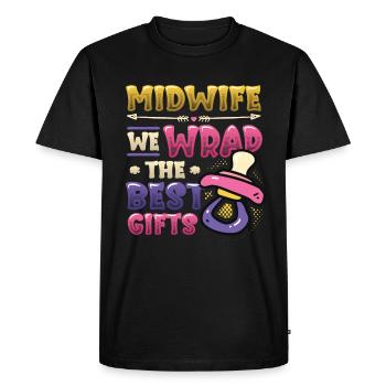 Sage-femme Nous emballons les meilleurs cadeaux - T-shirt Premium bio Homme - noir - Devant - Nico (187cm)