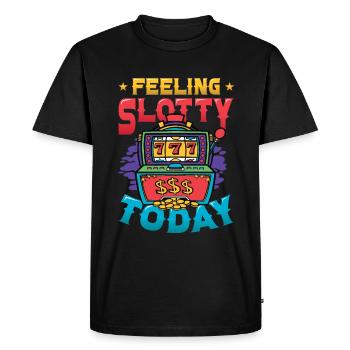 Feeling Slotty Today, Gambling, Slot Machine - Men's Premium Organic T-Shirt - black - Front - Nico (187cm)