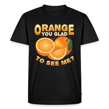 Oranges, vous êtes heureux de me voir - T-shirt Premium bio Homme - noir - Devant - Nico (187cm)