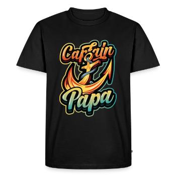 Captain Papa Boating - Men's Premium Organic T-Shirt - black - Front - Nico (187cm)