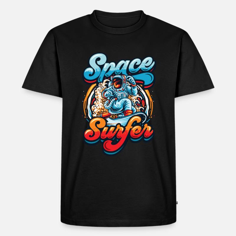 Astronaute surfeur spatial - T-shirt Premium bio Homme - noir