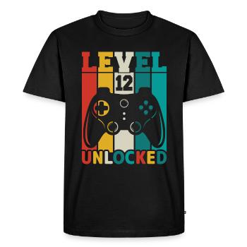 12 ans 12th Birthday Level Unlocked Gamin - T-shirt Premium bio Homme - noir - Devant - Nico (187cm)