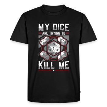 Mes dés essaient de me tuer - T-shirt Premium bio Homme - noir - Devant - Nico (187cm)