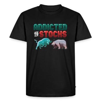 Accro aux actions, Bull Bear Stock Market - T-shirt Premium bio Homme - noir - Devant - Nico (187cm)