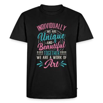 Ensemble, nous sommes une œuvre d’art, enseignante préscolaire - T-shirt Premium bio Homme - noir - Devant - Nico (187cm)