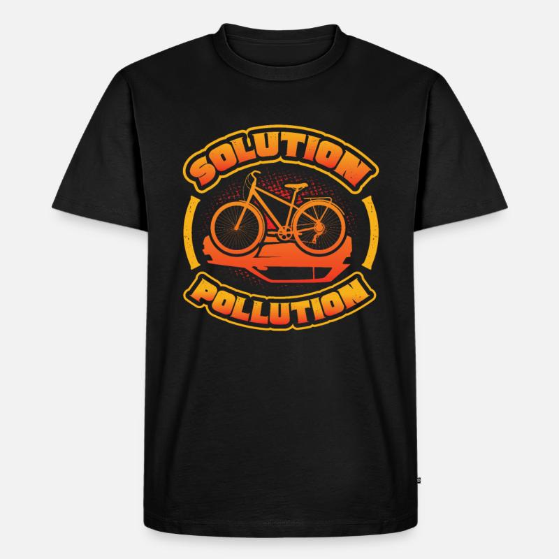 Polution Solution, Umweltschutz, Radfahren - Männer Premium Bio T-Shirt - Schwarz