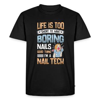 Je fais des ongles, amant nail tech - T-shirt Premium bio Homme - noir - Devant - Nico (187cm)
