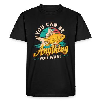 Goldfish Be A Shark, message de motivation - T-shirt Premium bio Homme - noir - Devant - Nico (187cm)