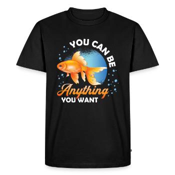 Goldfish Be A Shark, message de motivation - T-shirt Premium bio Homme - noir - Devant - Nico (187cm)