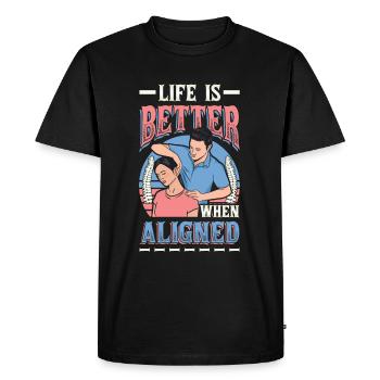 Life is better, chiropractic - Men's Premium Organic T-Shirt - black - Front - Nico (187cm)
