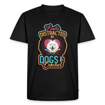 Easily distracted by dogs and crochet - Men's Premium Organic T-Shirt - black - Front - Nico (187cm)