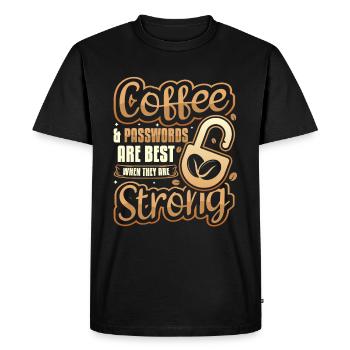 Café et mot de passe - T-shirt Premium bio Homme - noir - Devant - Nico (187cm)