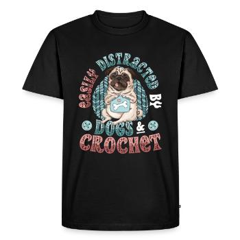 Easily distracted by dogs and crocheting - Men's Premium Organic T-Shirt - black - Front - Nico (187cm)