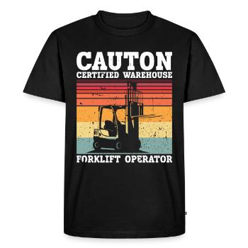 Conducteur de chariot élévateur - T-shirt Premium bio Homme - noir - Devant - Nico (187cm)