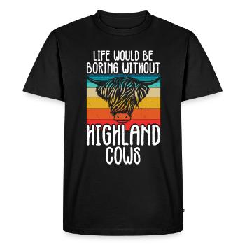 Vache des Highlands - T-shirt Premium bio Homme - noir - Devant - Nico (187cm)