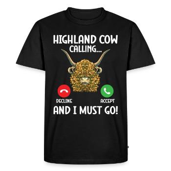 Vache des Highlands - T-shirt Premium bio Homme - noir - Devant - Nico (187cm)