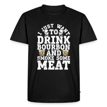 Bourbon fumoir barbecue whisky - T-shirt Premium bio Homme - noir - Devant - Nico (187cm)