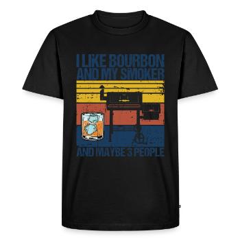 Bourbon Smoker Barbecue Whiskey - Men's Premium Organic T-Shirt - black - Front - Nico (187cm)
