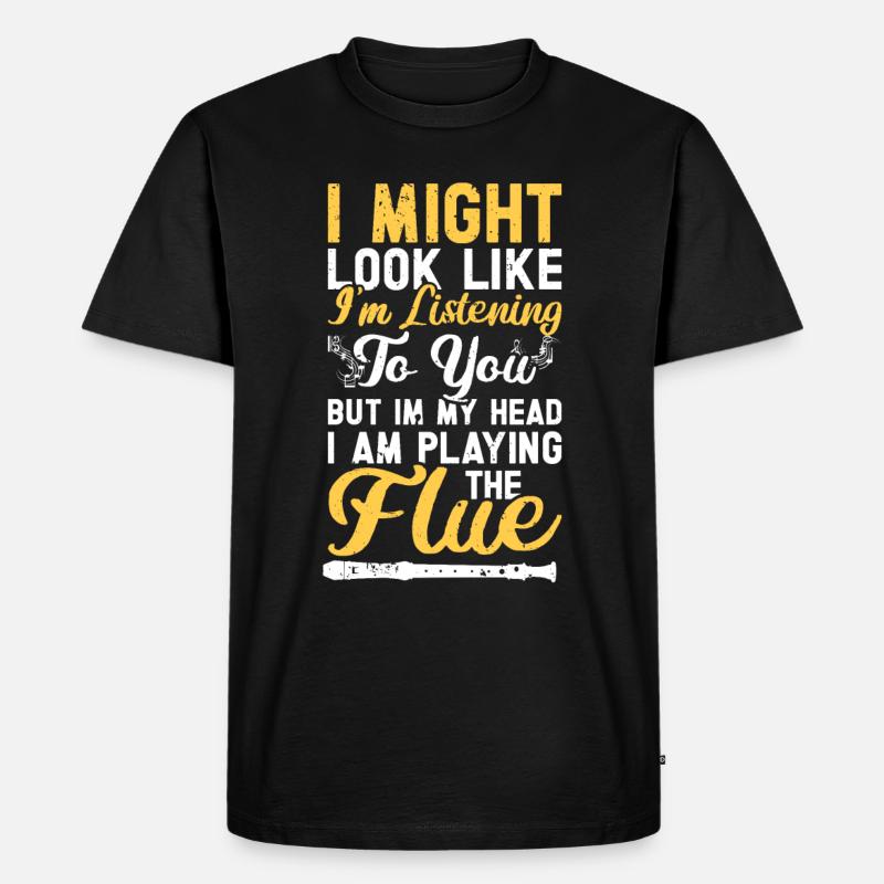 Flöte - Männer Premium Bio T-Shirt - Schwarz
