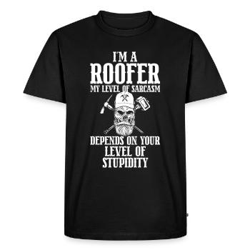 Couvreur - Réparation de toiture - T-shirt Premium bio Homme - noir - Devant - Nico (187cm)