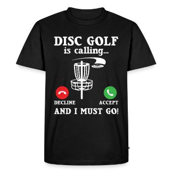 Golf Disc Frisbee - Men's Premium Organic T-Shirt - black - Front - Nico (187cm)