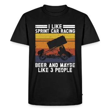 Sprint voiture course drapeau Vintage racer piste de terre - T-shirt Premium bio Homme - noir - Devant - Nico (187cm)