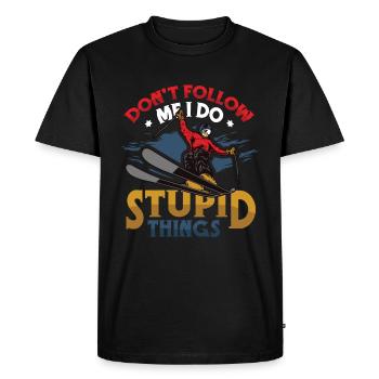 Don't follow me I do stupid things - Men's Premium Organic T-Shirt - black - Front - Nico (187cm)