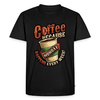 Le café, parce que le lundi a lieu chaque semaine - T-shirt Premium bio Homme - noir - Devant - Nico (187cm)
