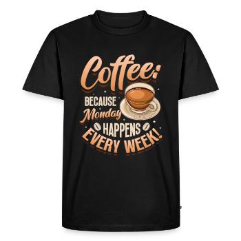 Le café, parce que le lundi a lieu chaque semaine - T-shirt Premium bio Homme - noir - Devant - Nico (187cm)